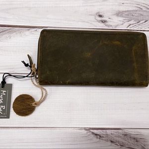 NWT Myra Bag Genuine Leather Wallet Brown Semantic Zip-Around